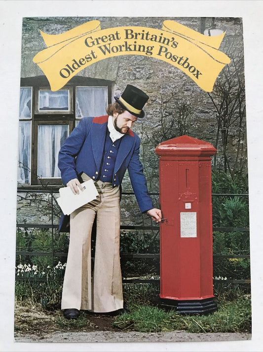 Postcard Great Britains Oldest Working Postbox Retro Photo Kitsch Barnes Cross