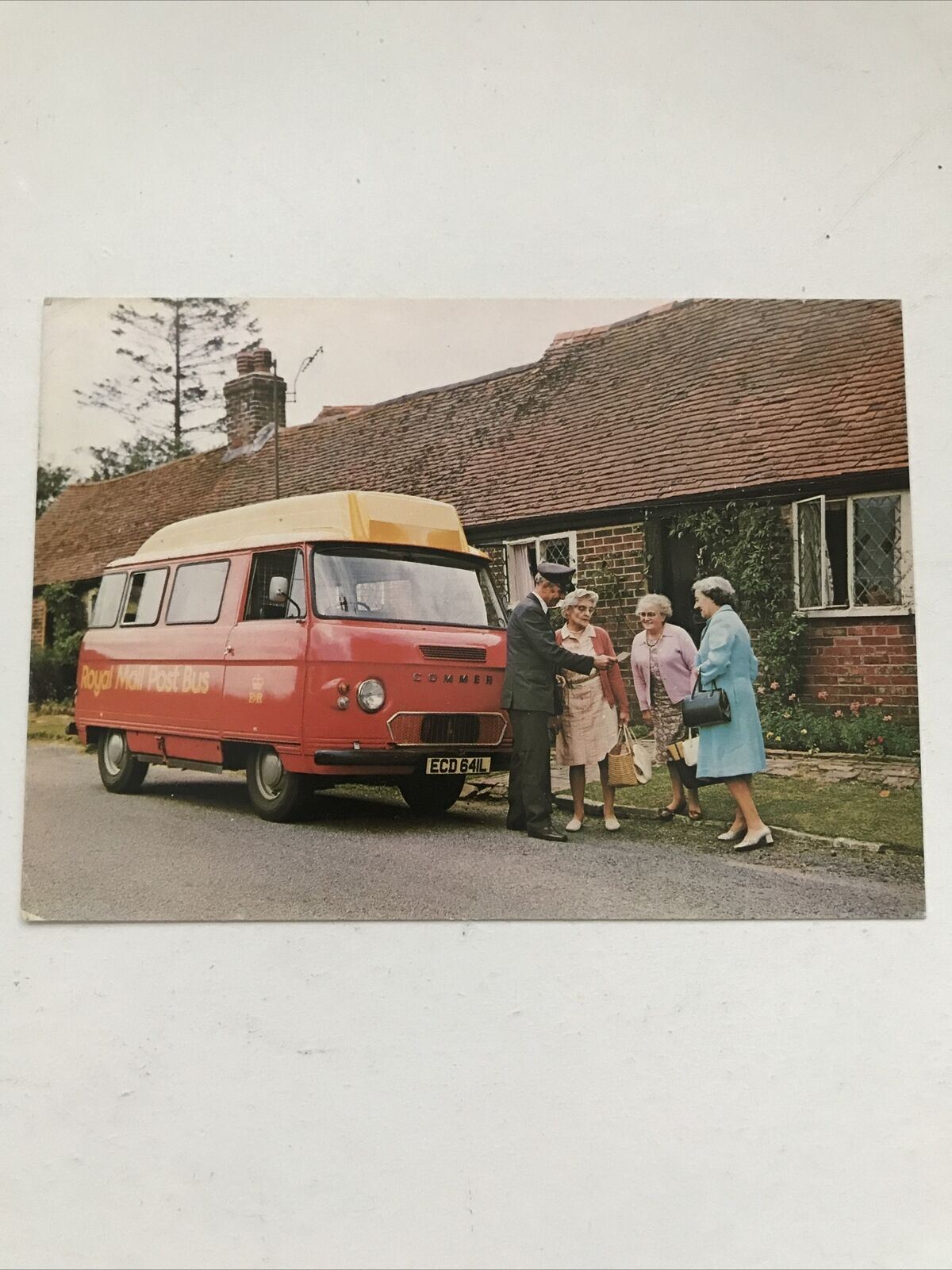 Vintage 1970s Postcard Crowhurst Reprint Of Earlier Card Royal Mail Post Bus