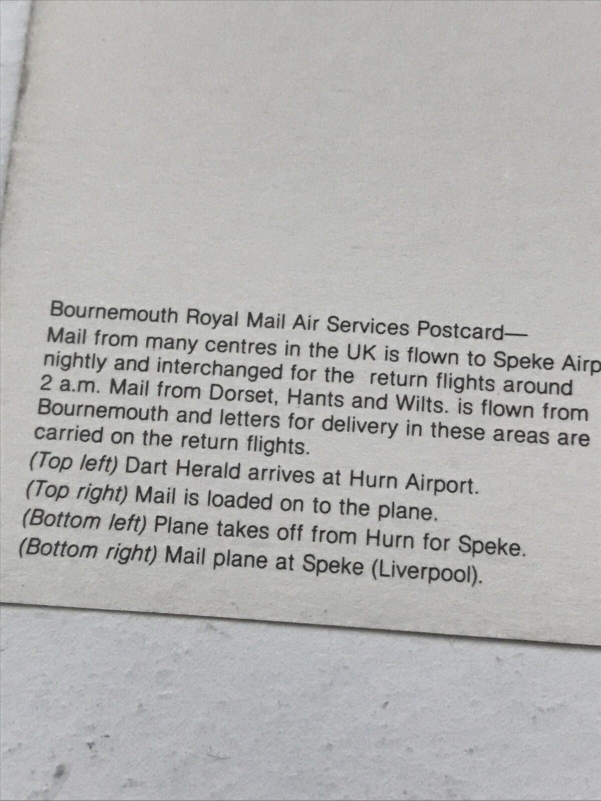 Postcard Bournemouth Royal Mail Air Services Speke Airport Hurn Airport Planes