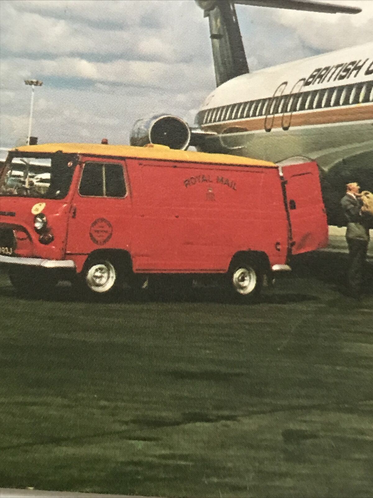 Postcard Royal Mail British Caledonian Plane Loading Mail Gatwick Airport BAC111