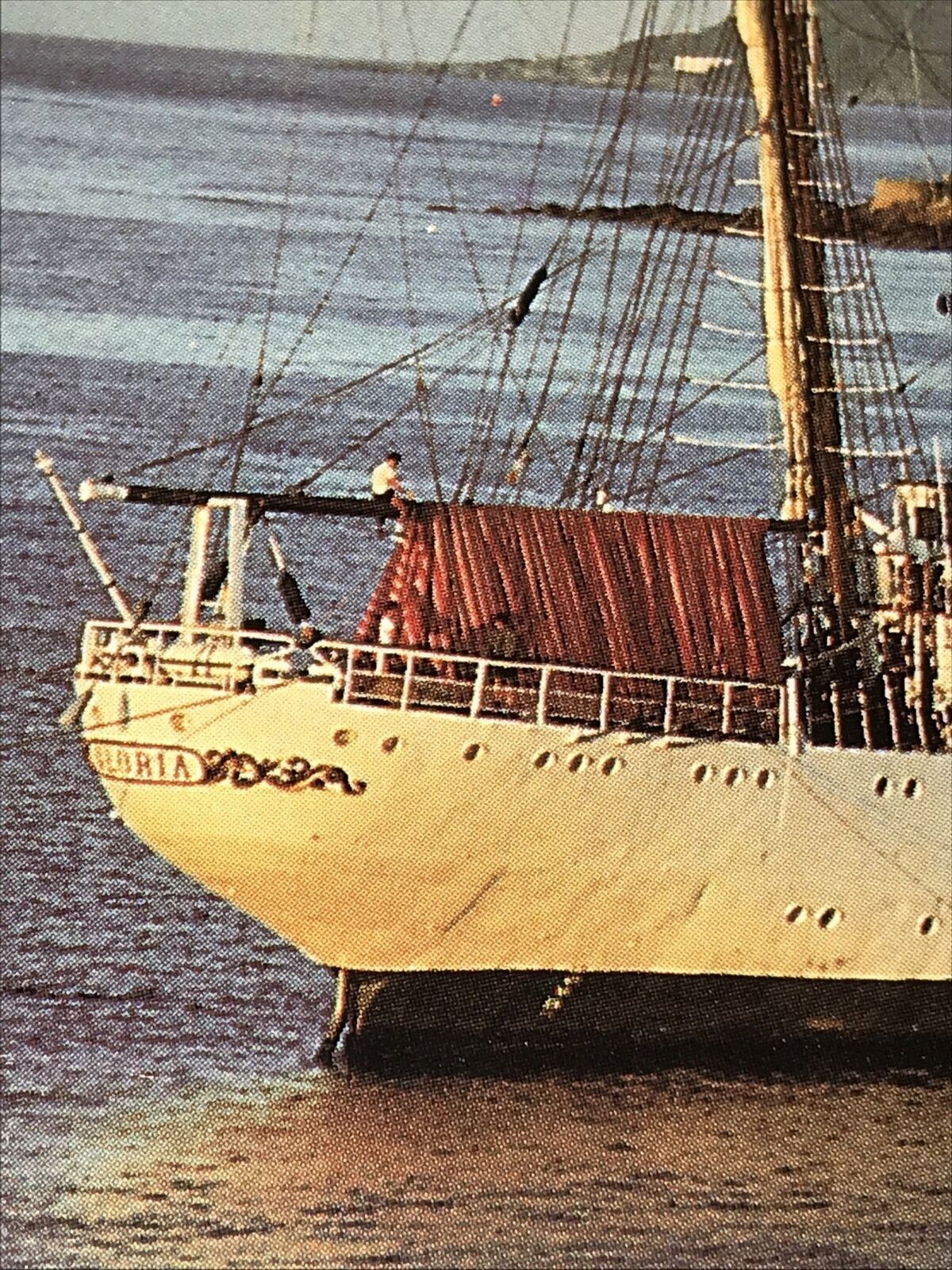 Vintage Postcard Plymouth Devon Off West Hoe. Plymouth Sound. Sailboat at Anchor. Seascape.