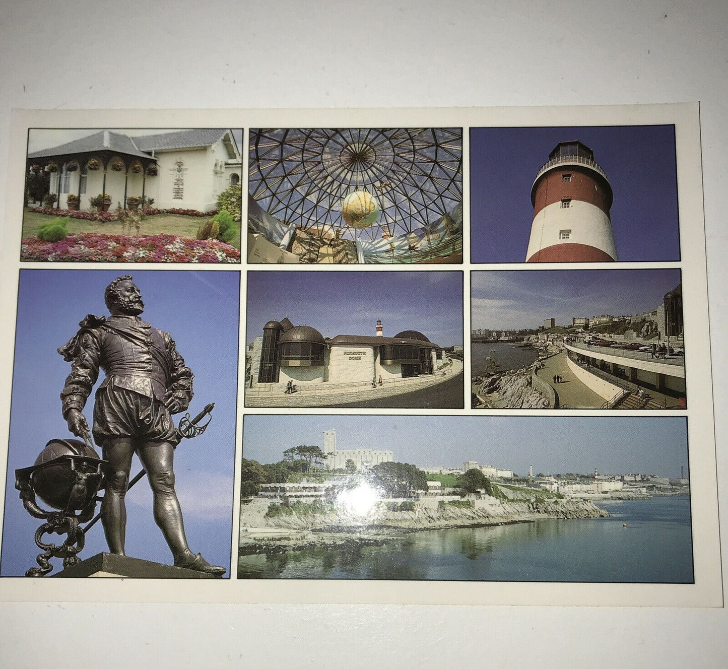 Postcard Plymouth Hoe And Seafront Devon Lighthouse Statue Dome Unposted