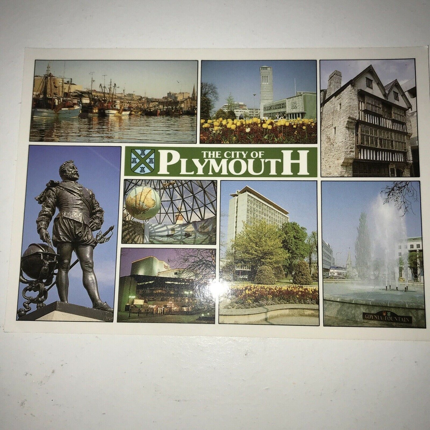 Postcard Plymouth Devon Statue Dome Harbour Town Fountain Unposted