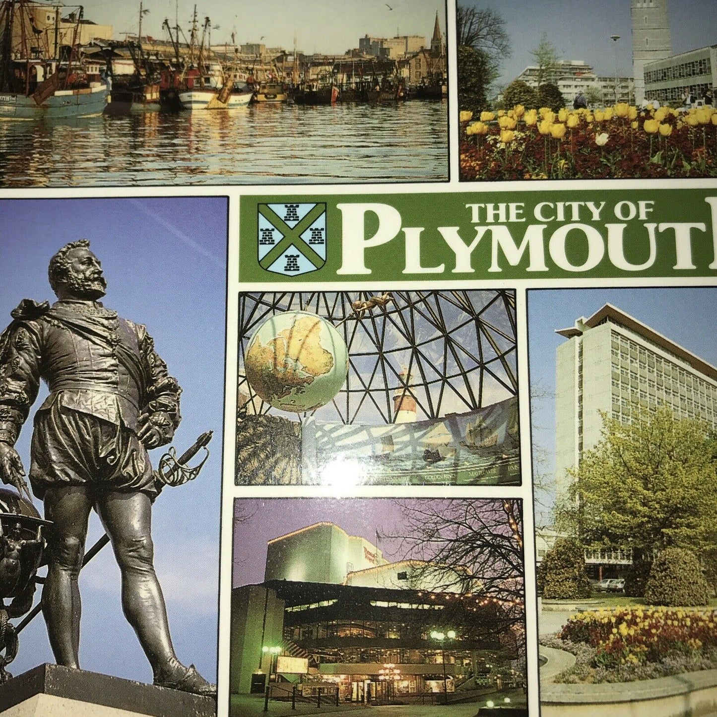 Postcard Plymouth Devon Statue Dome Harbour Town Fountain Unposted