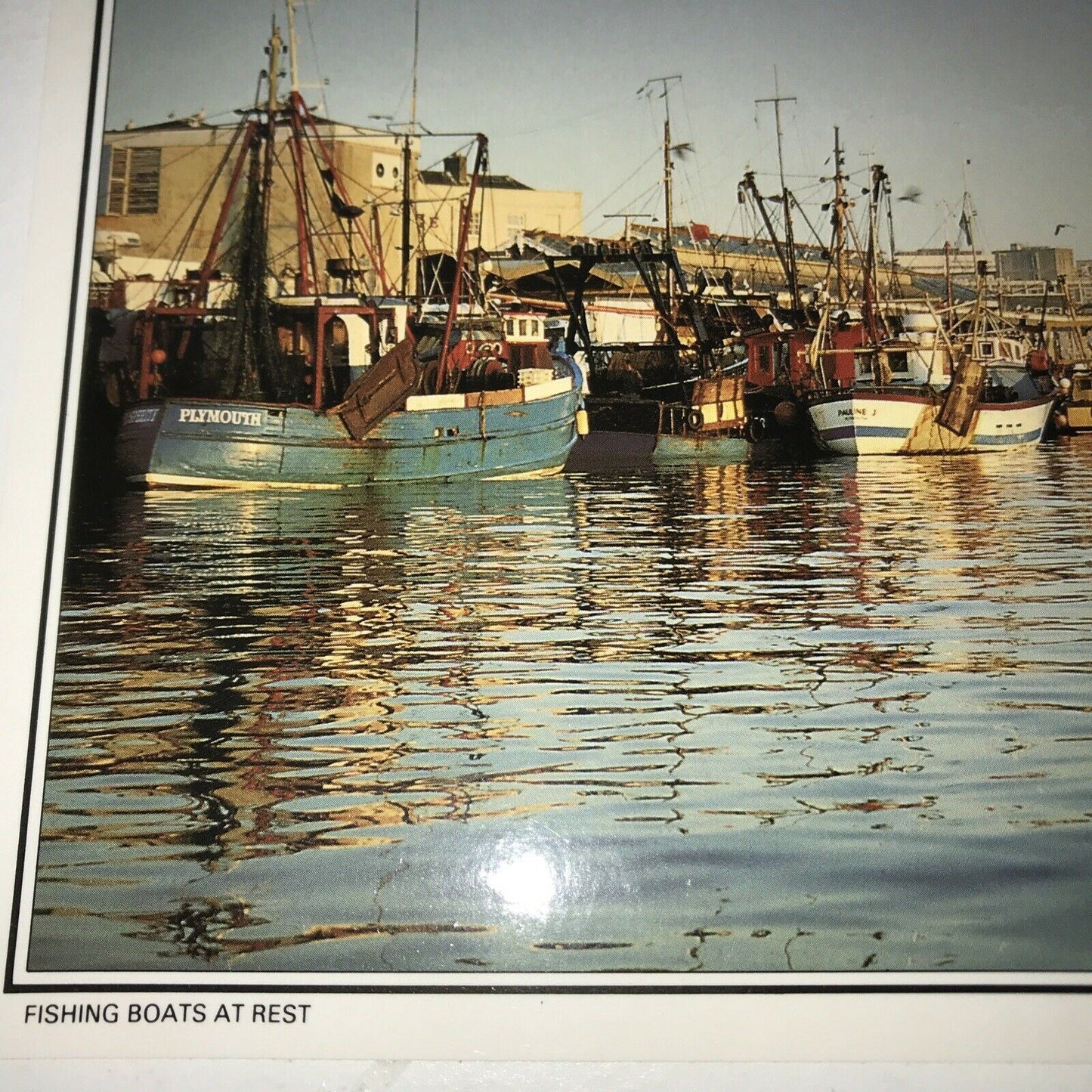 Postcard Plymouth Devon Harbour Fishing Boats At Rest Waterside Town  Unposted