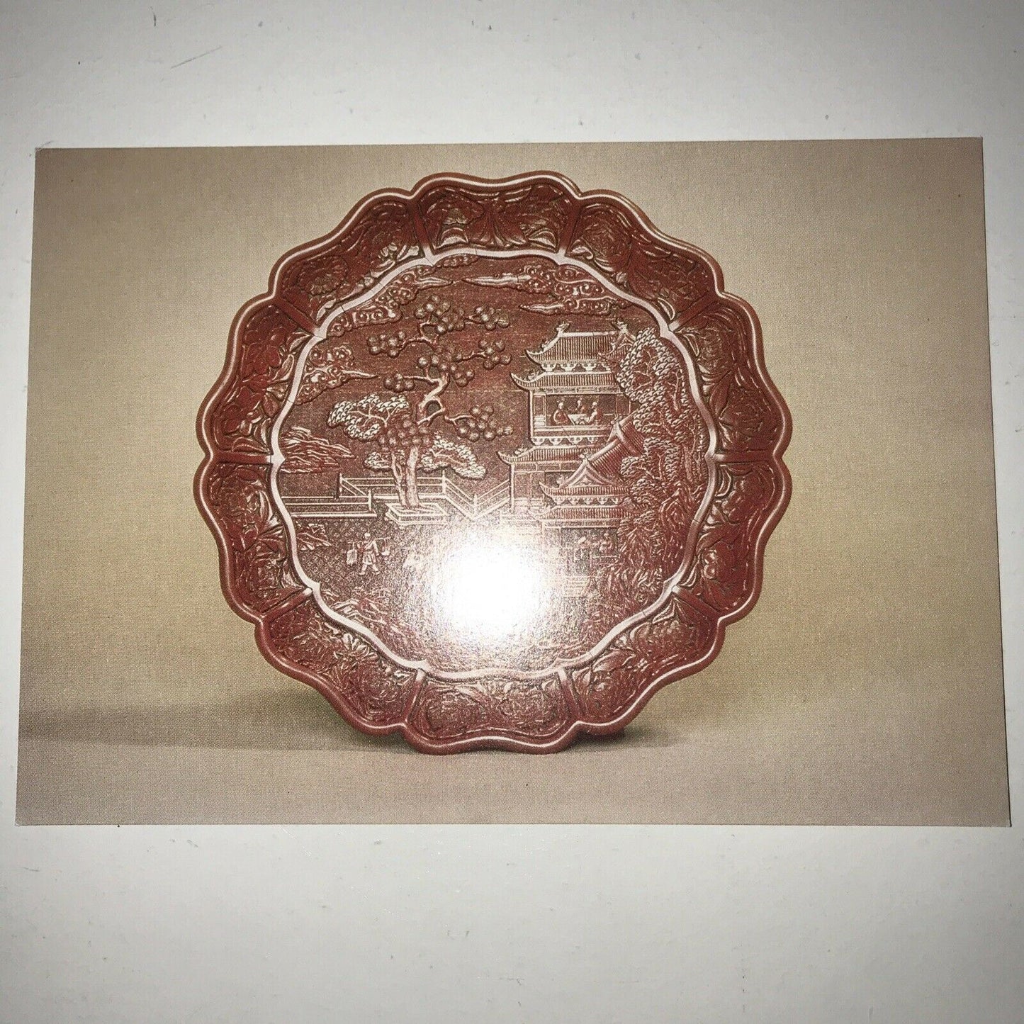 Art Postcard V&A Museum Chinese Dish 15th Century Guest Departing From A Scholar