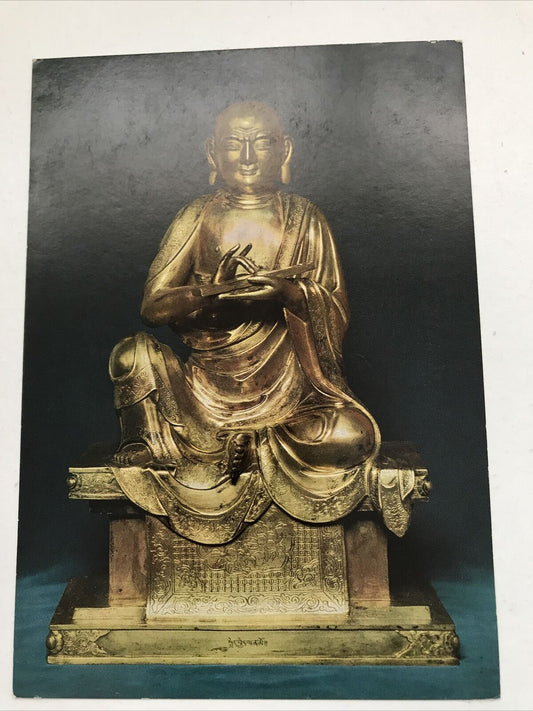 Art Postcard V&A Museum The Lohan Gopaka Holding Buddhist Scriptures Gilt Bronze