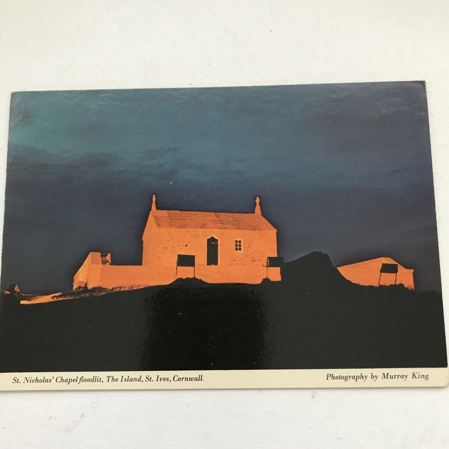 Postcard St Ives Cornwall St Nicholas Chapel At Night The Island 15th Or 16th