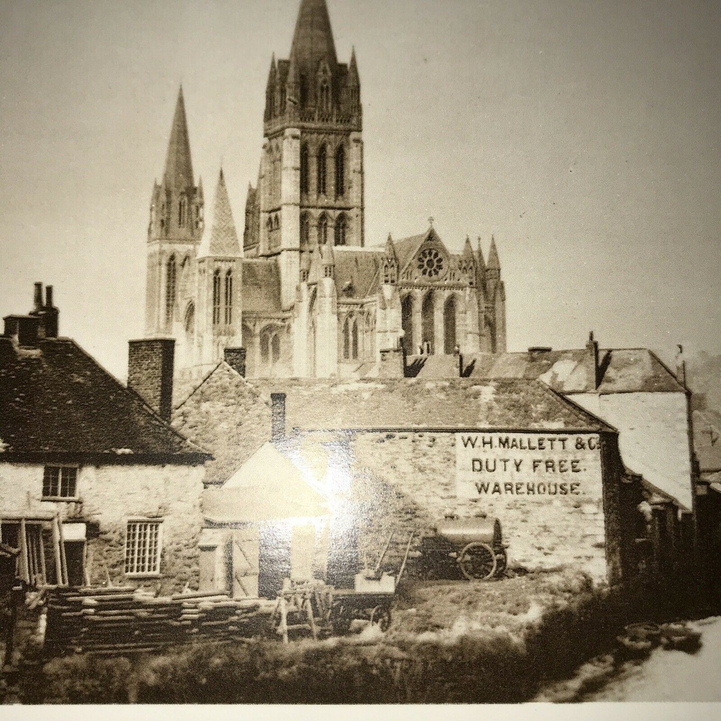 Postcard Reproduction Of 1916 Photograph Of Truro. Cathedral River Bridge Town