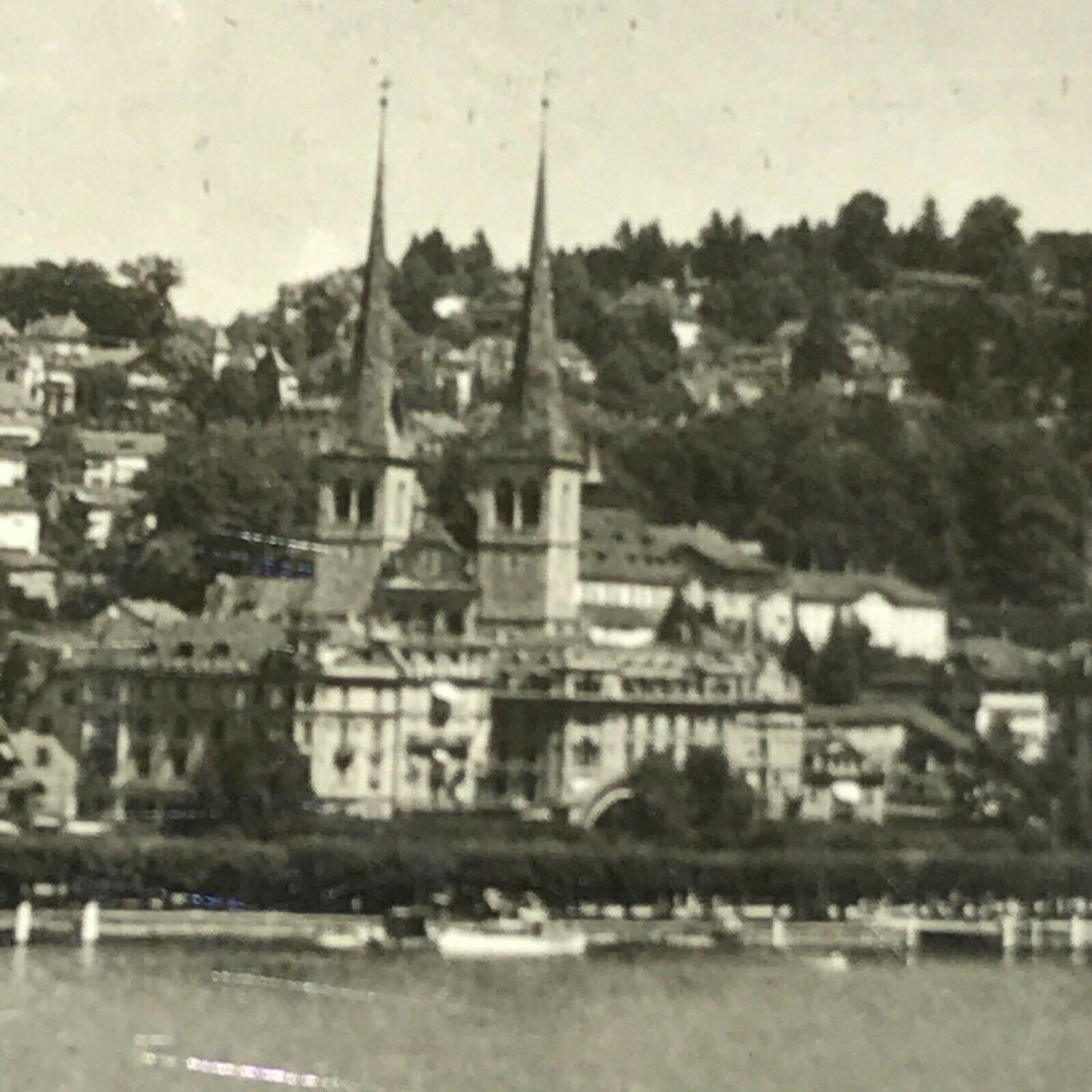 Vintage Real Photograph Postcard Luzern Switzerland Seebrucke River Bridge