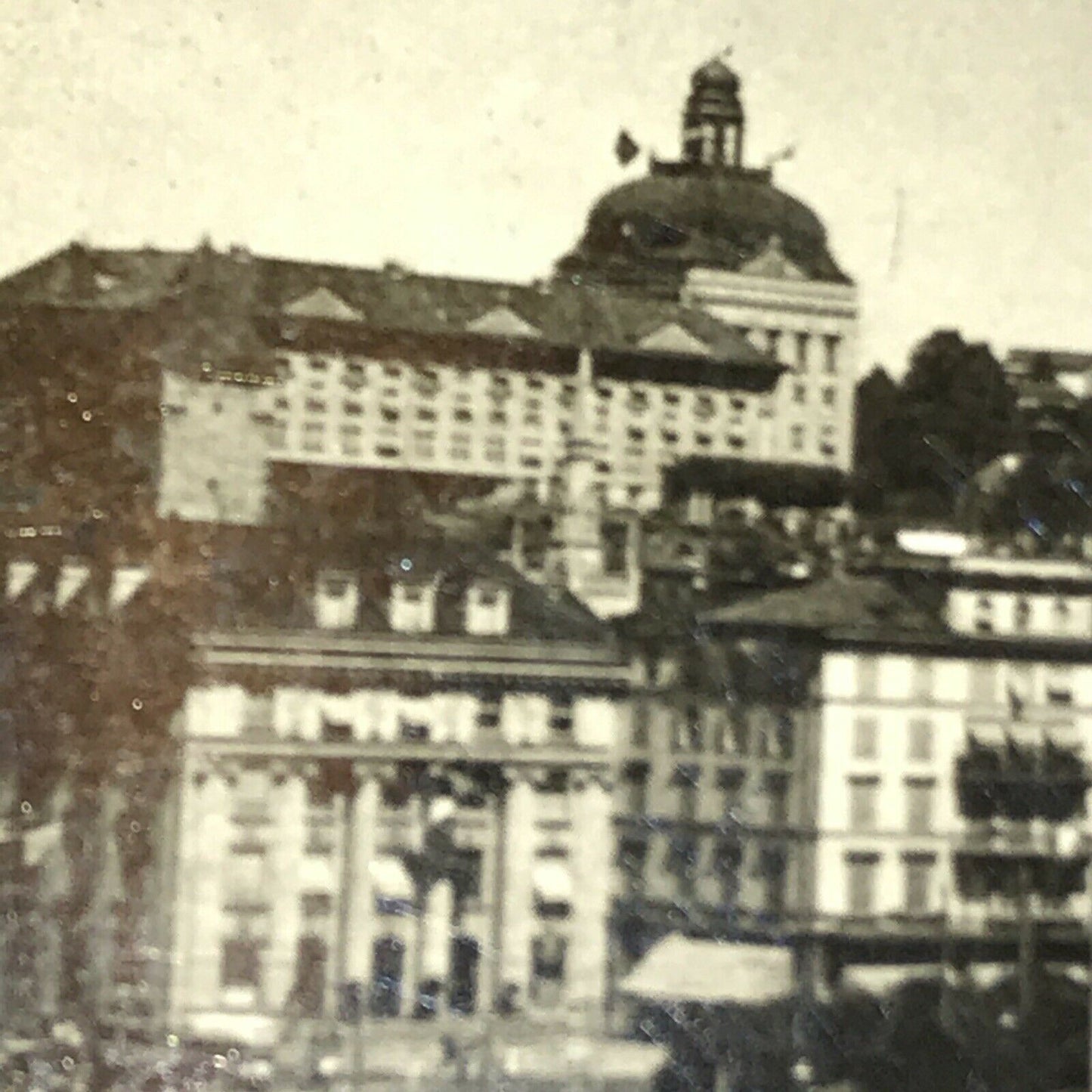 Vintage Real Photograph Postcard Luzern Switzerland Seebrucke River Bridge