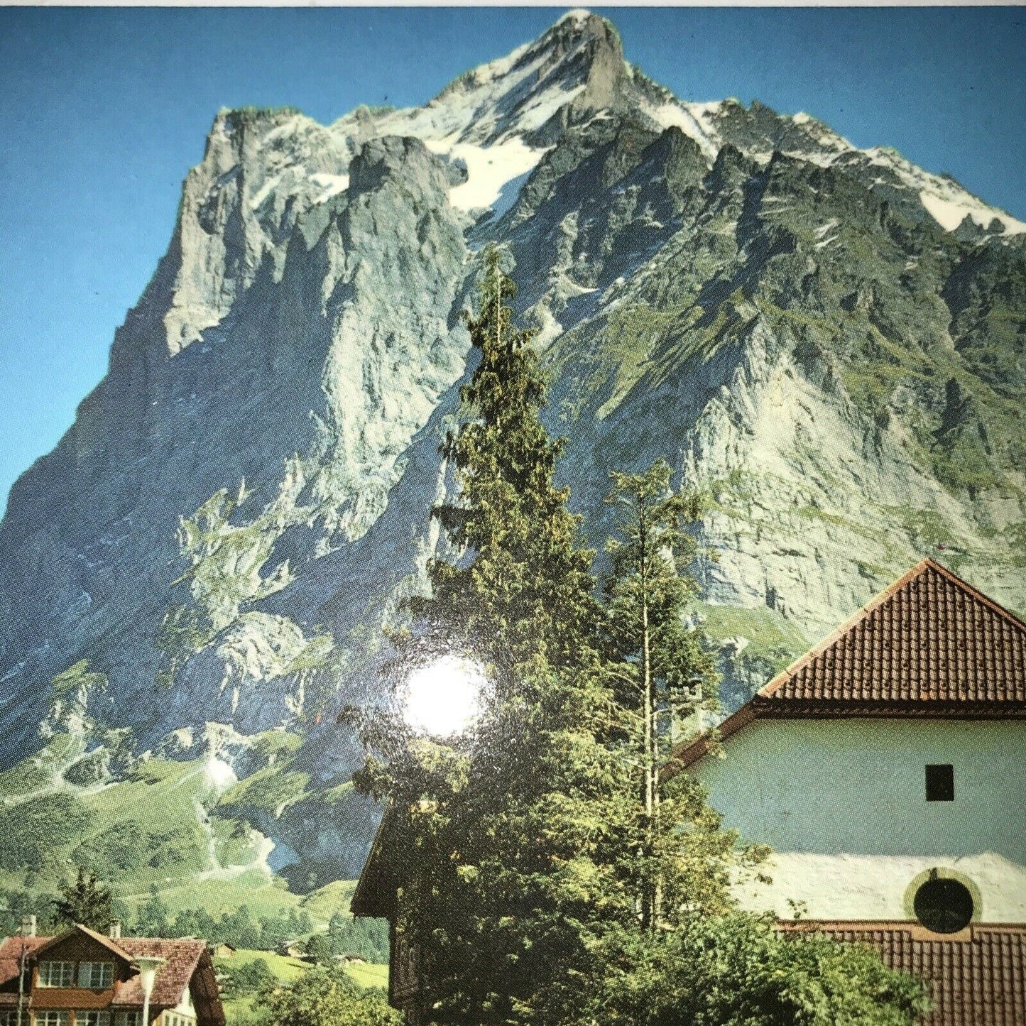 Postcard Grindelwald Church Wetterhorn Switzerland Swiss Alps Bern Mountains