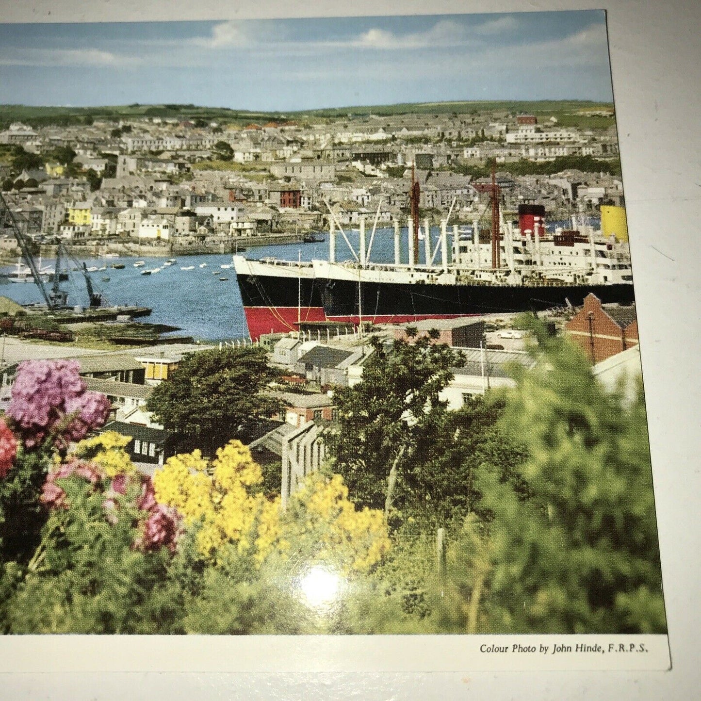 Postcard Falmouth Town And Docks West Cornwall Flowers Townscape Harbour