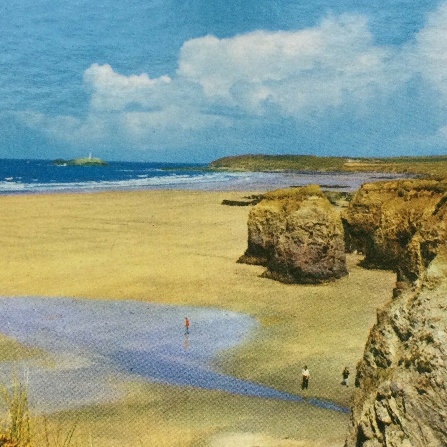 Postcard Cornwall Gayle And Gwithian Beach Rocks Cliffs Dunes Beach Sea