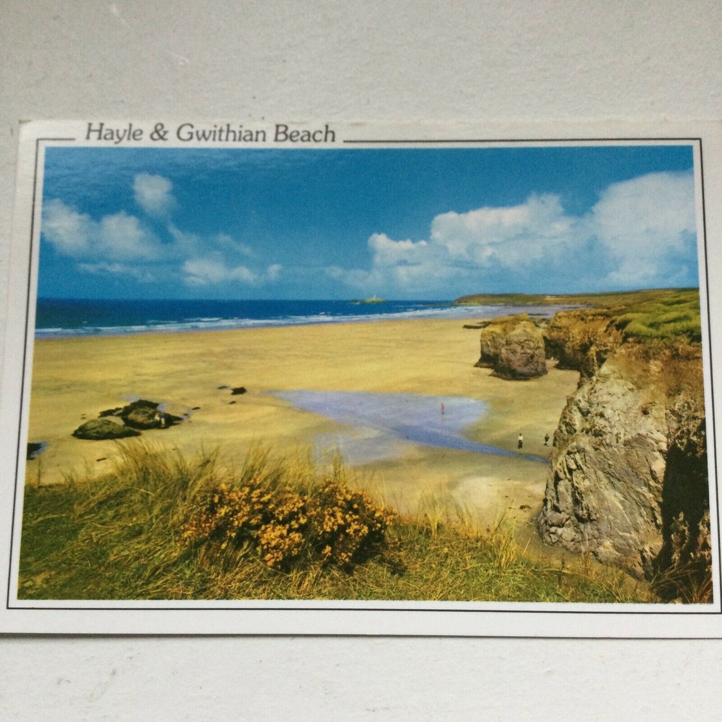 Postcard Cornwall Gayle And Gwithian Beach Rocks Cliffs Dunes Beach Sea