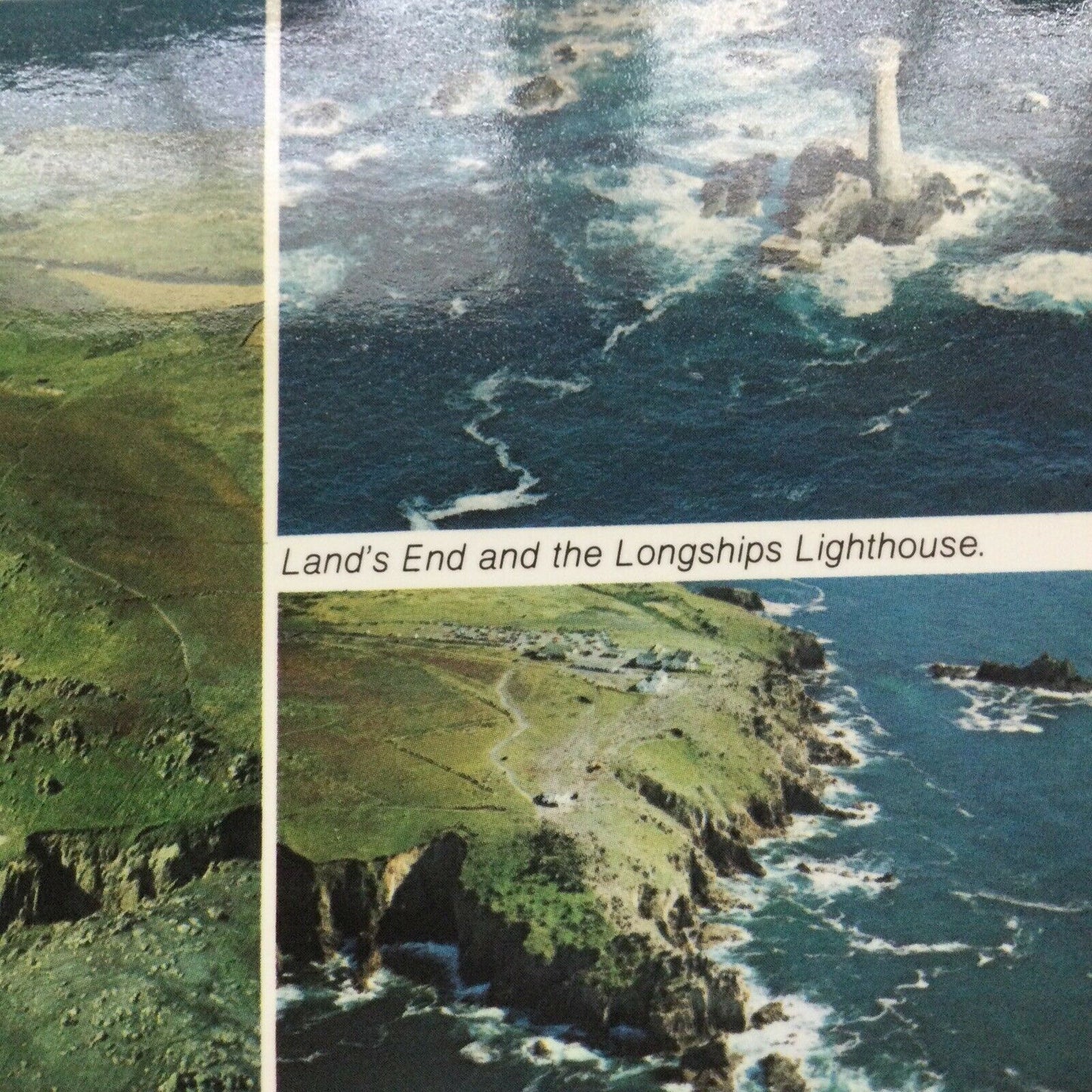 Postcard Cornwall Lands End Longships Lighthouse Sea Cliffs Working Lighthouse