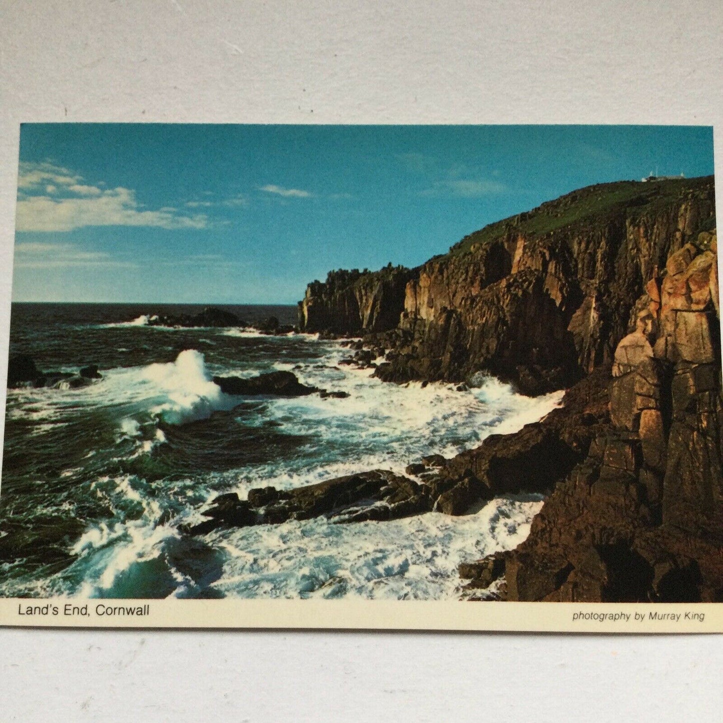 Postcard Cornwall Lands End Cliffs Rocks Sea Seascape Crashing Waves Murray King