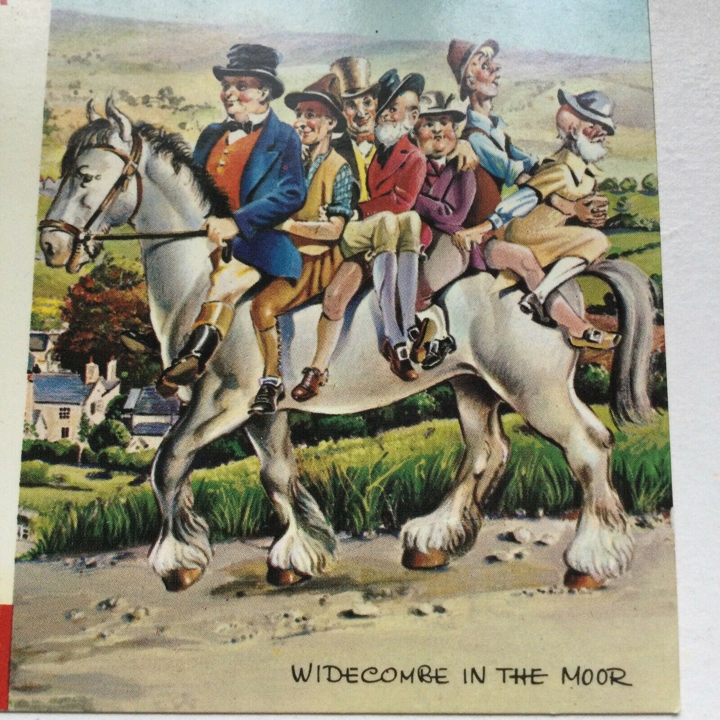 Vintage Postcard Widecombe Fair Uncle Tom Cobley Comical Drawing Picture Poem Dennis