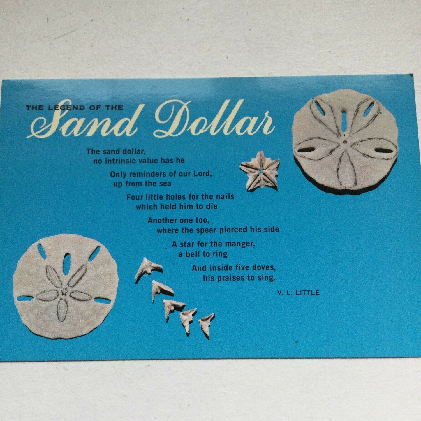 Postcard Legend Of The Sand Dollar V.L. Little No Intrinsic Value Has He Only