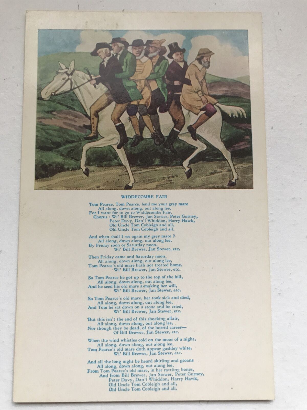 Old Postcard Widdecombe Fair Poem And Drawing Painting Bamforth