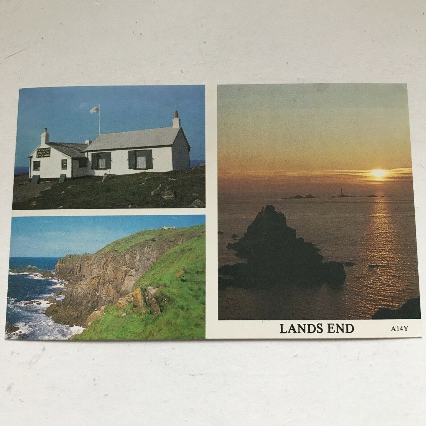 Postcard Lands End Cliffs Sunset First And Last House Harvey Barton A14Y