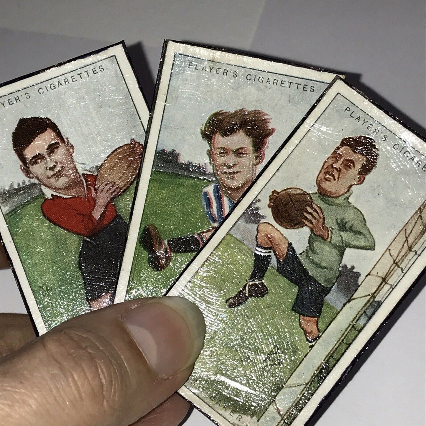 Set of 3 Rugby Fridge Magnets Made From Vintage Cigarette Cards BAKER EDWARDS