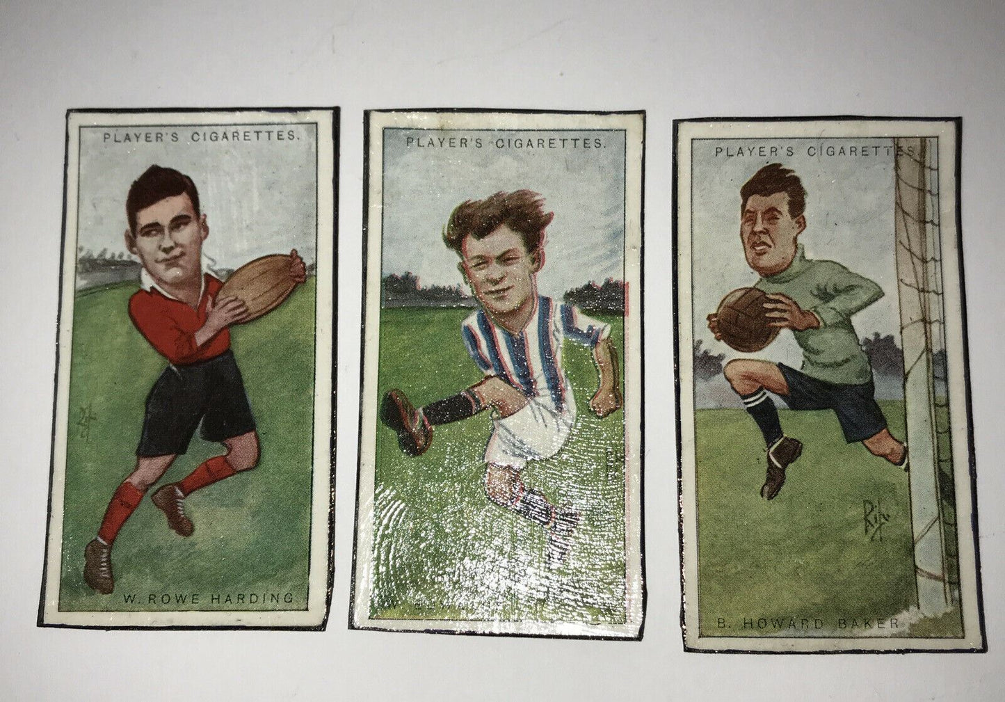 Set of 3 Rugby Fridge Magnets Made From Vintage Cigarette Cards BAKER EDWARDS