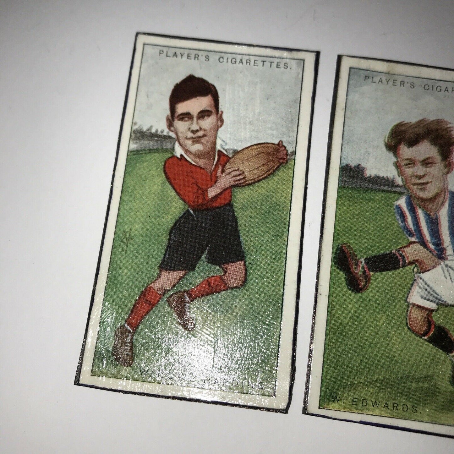 Set of 3 Rugby Fridge Magnets Made From Vintage Cigarette Cards BAKER EDWARDS