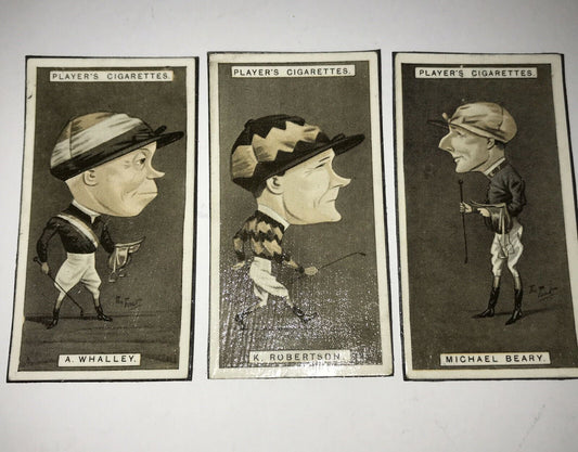 Set of 3 Horse racing jockey fridge Magnets Made From Vintage Cigarette Cards