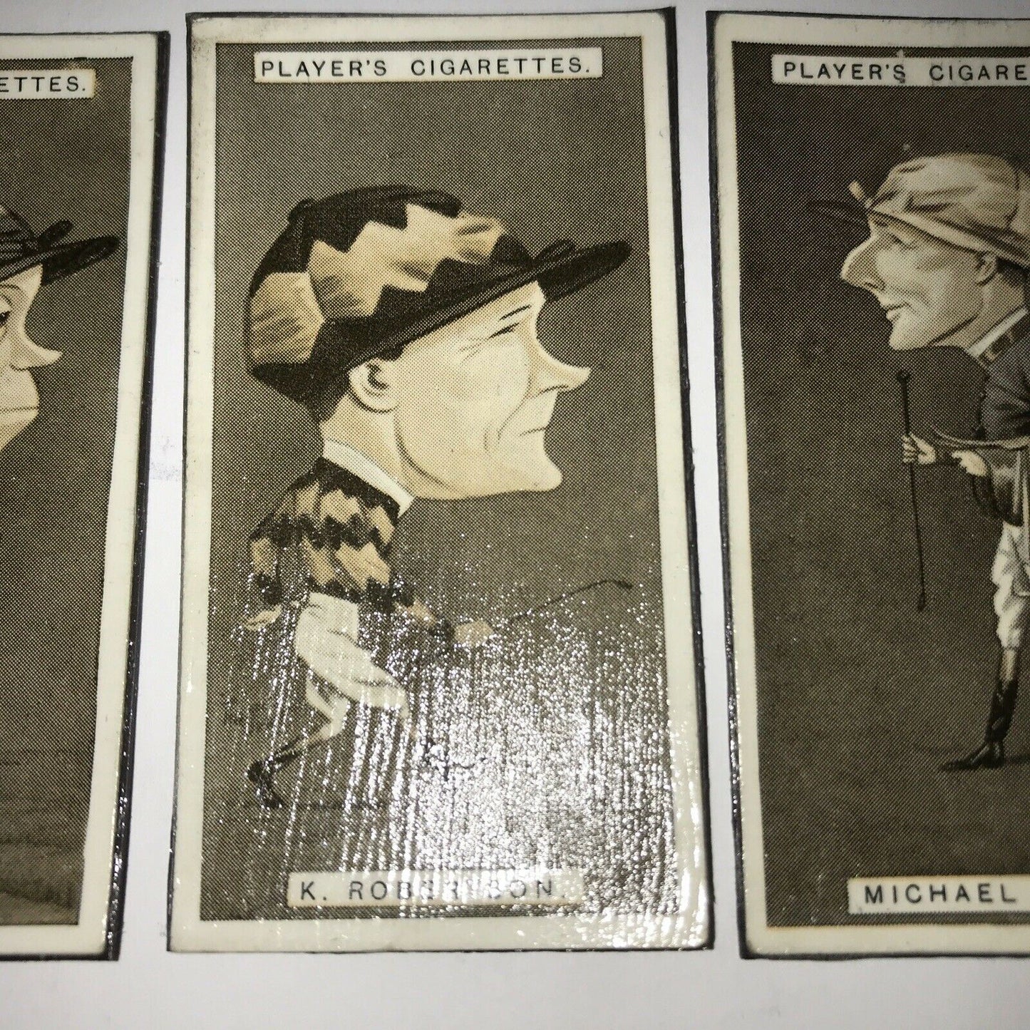 Set of 3 Horse racing jockey fridge Magnets Made From Vintage Cigarette Cards