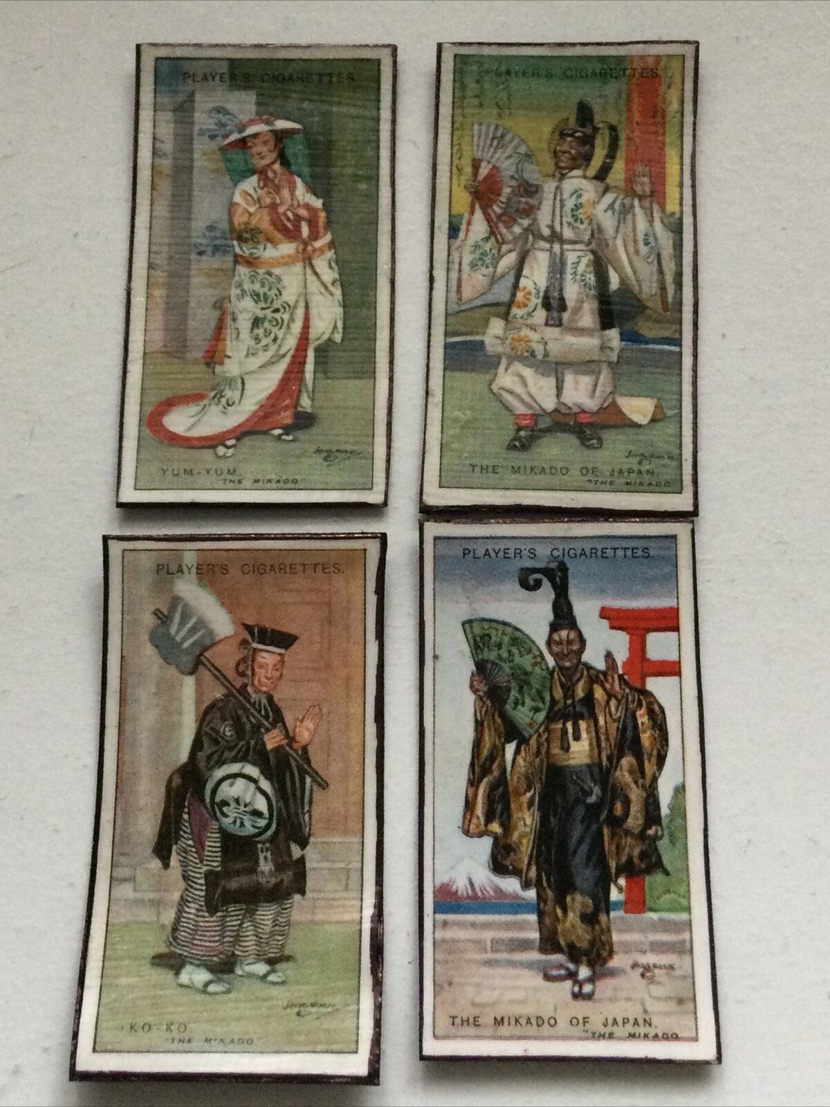 4 x Mikado Opera fridge Magnets Made From Vintage Players Cigarette Cards 1927