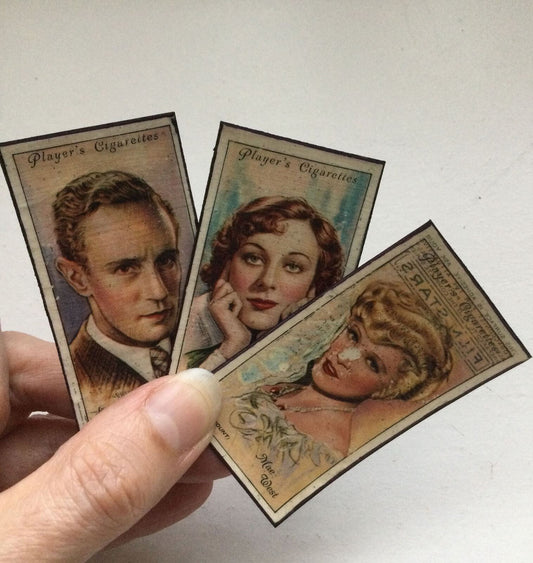 1930s Film Star Fridge Magnets Leslie Howard Ann Dvorak Mae West cigarette cards