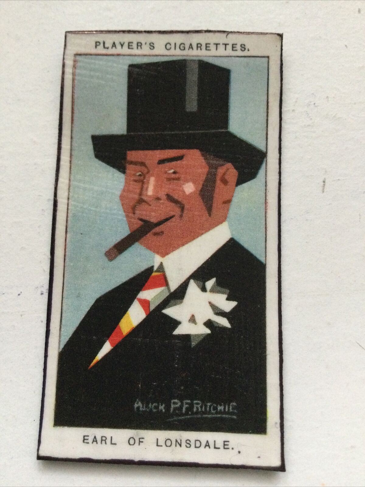 5th Earl of Lonsdale caricature fridge magnet. Made from vintage cigarette card.