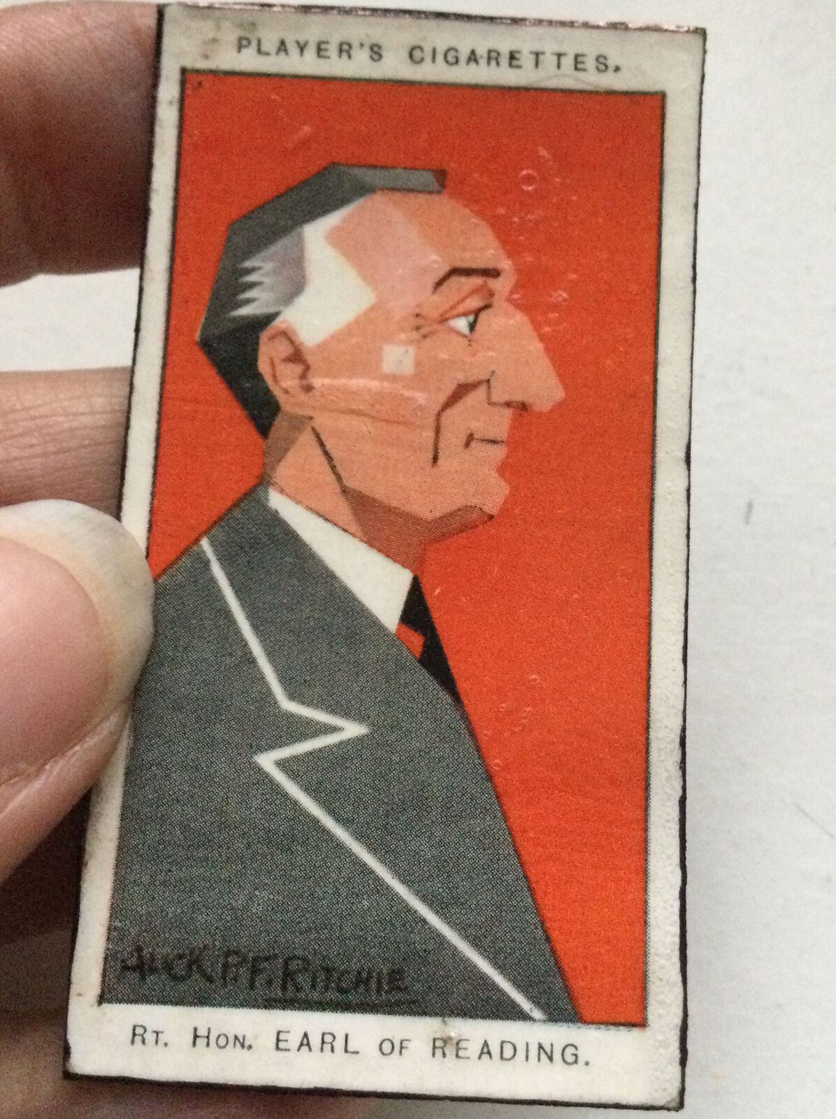 Earl of Reading Rufus caricature fridge magnet made from vintage cigarette card