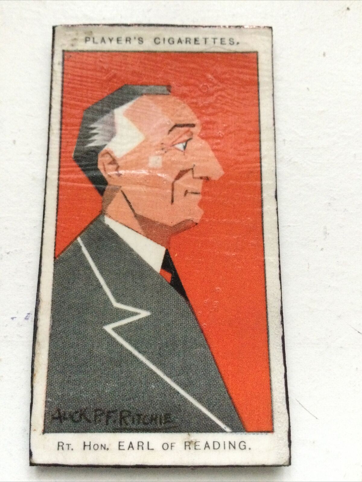 Earl of Reading Rufus caricature fridge magnet made from vintage cigarette card