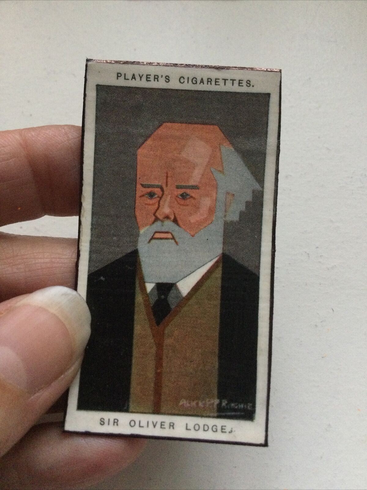 Sir Oliver Lodge  caricature fridge magnet made from vintage cigarette card