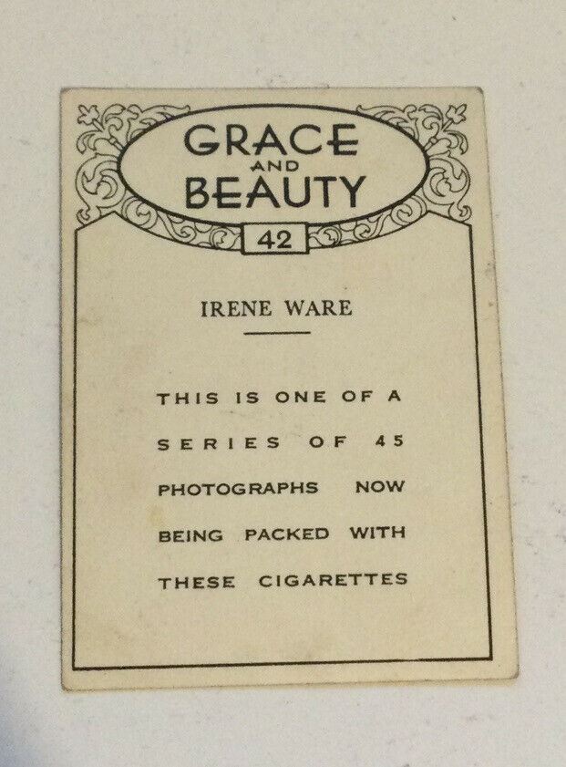 Vintage Cigarette Card British American Tobacco Grace & Beauty Irene Ware #42