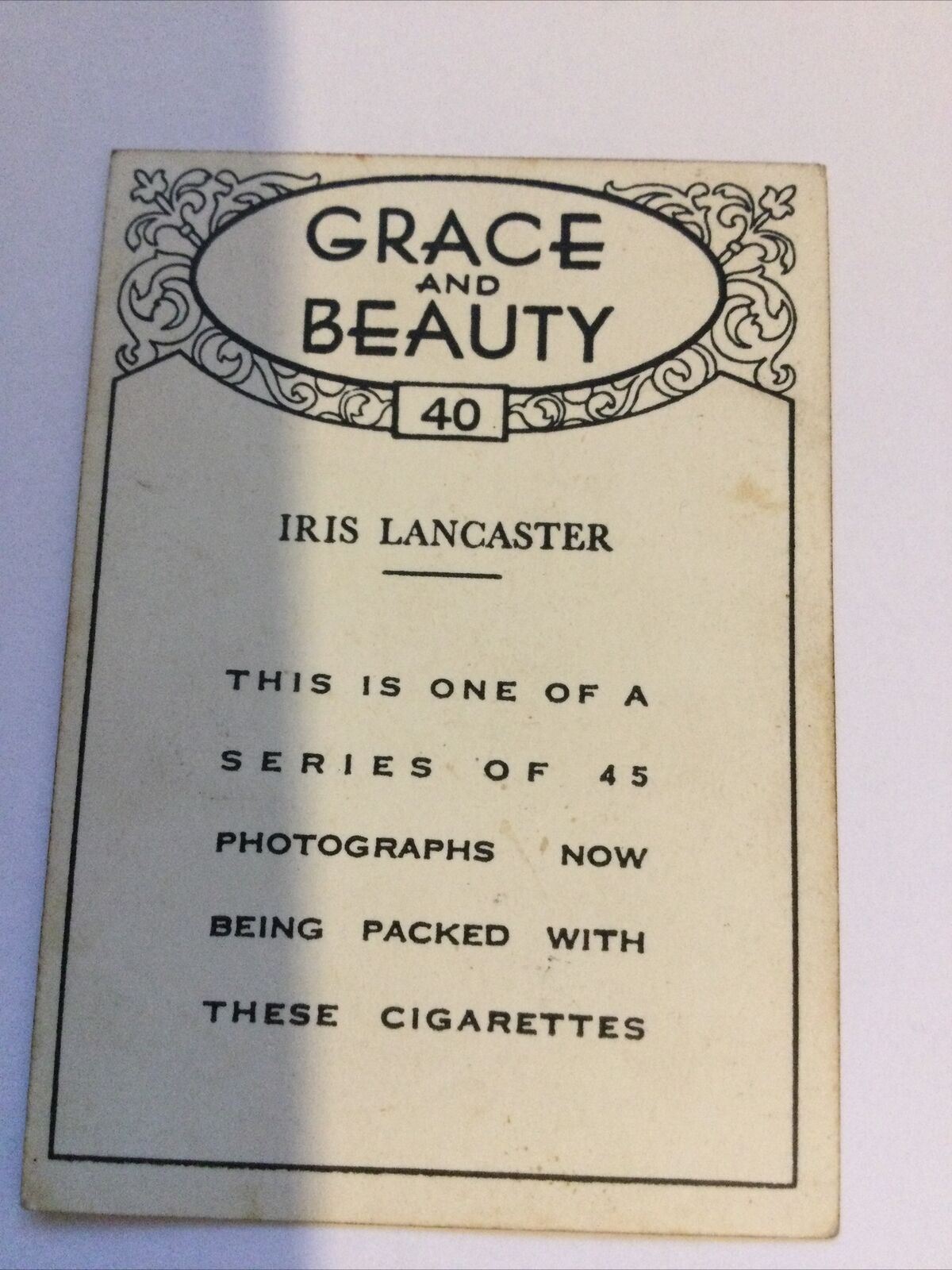 Vintage Cigarette Card British American Tobacco Grace & Beauty Iris Lancaster 40