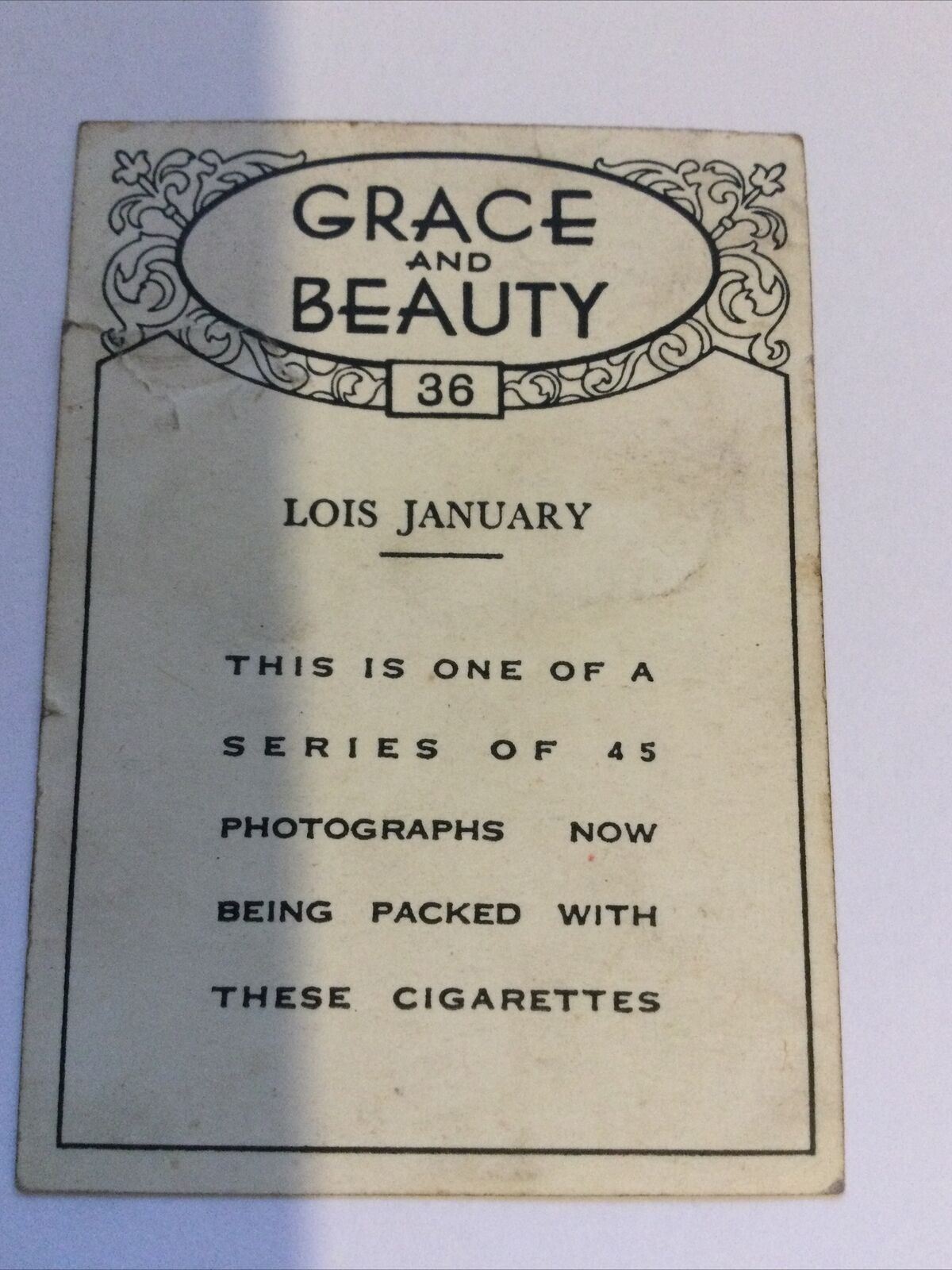 Vintage Cigarette Card British American Tobacco Grace & Beauty Lois January #36