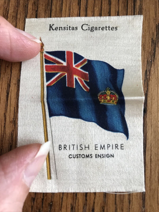 Vintage 1933 Kensitas Cigarettes Silk Card British Empire Customs Ensign Flag