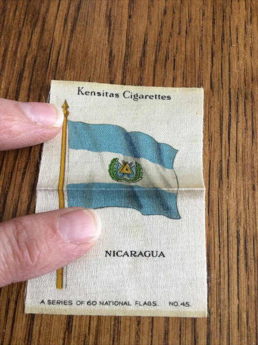 Vintage 1930s Kensitas Cigarettes Silk Card Nicaragua no.45 of 60 national flags