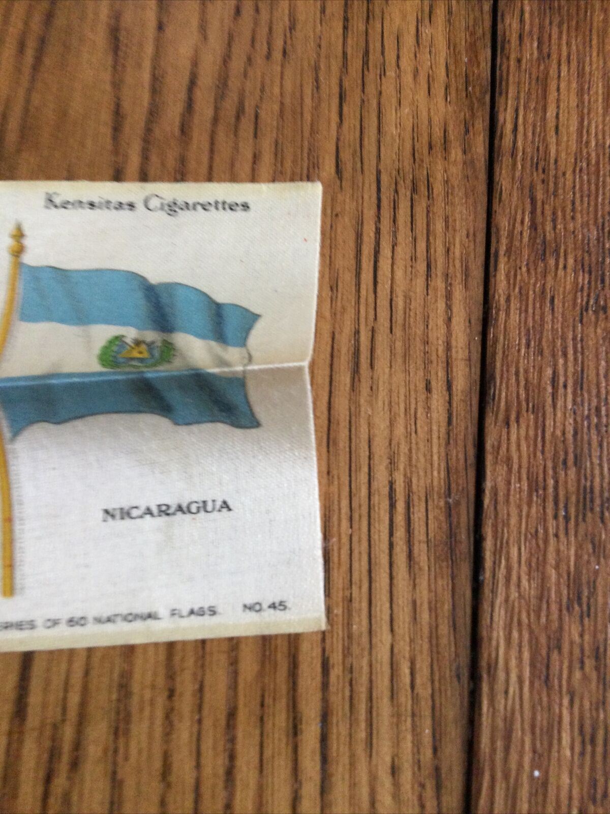 Vintage 1930s Kensitas Cigarettes Silk Card Nicaragua no.45 of 60 national flags