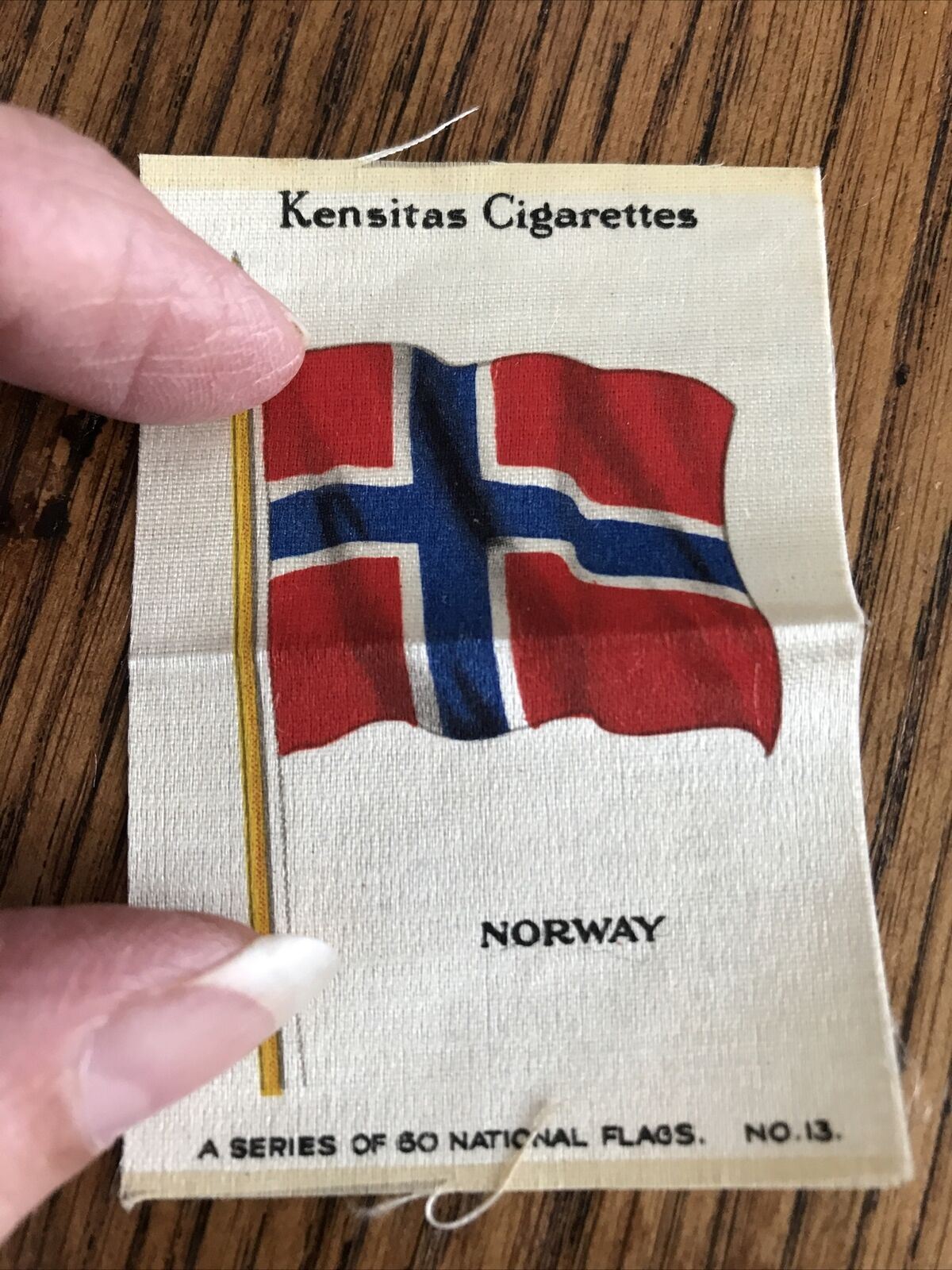 Vintage 1930s Kensitas Cigarettes Silk Card Norway no13 of 60 National Flags