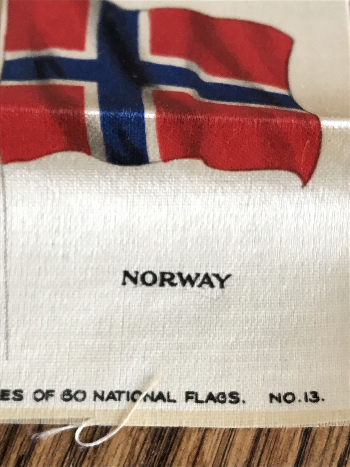 Vintage 1930s Kensitas Cigarettes Silk Card Norway no13 of 60 National Flags