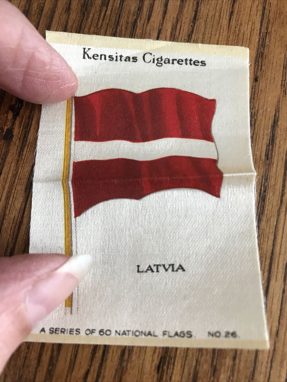 Vintage 1930s Kensitas Cigarettes Silk Card Latvia no26 of 60 National Flags