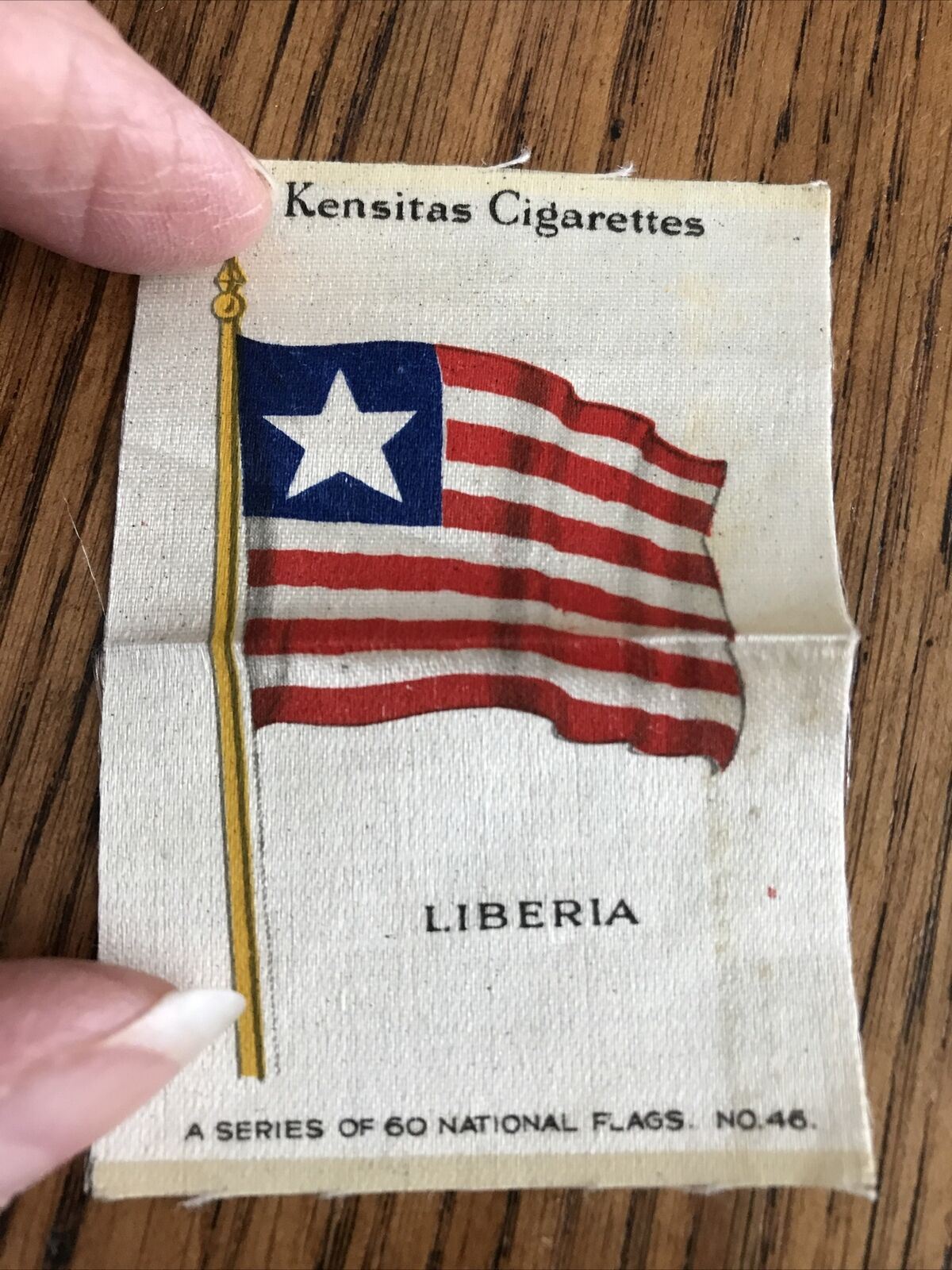 Vintage 1930s Kensitas Cigarettes Silk Card Liberia no 46 of 60 National Flags