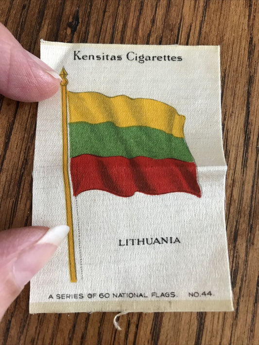 Vintage 1930s Kensitas Cigarettes Silk Card Lithuania no44 of 60 National Flags