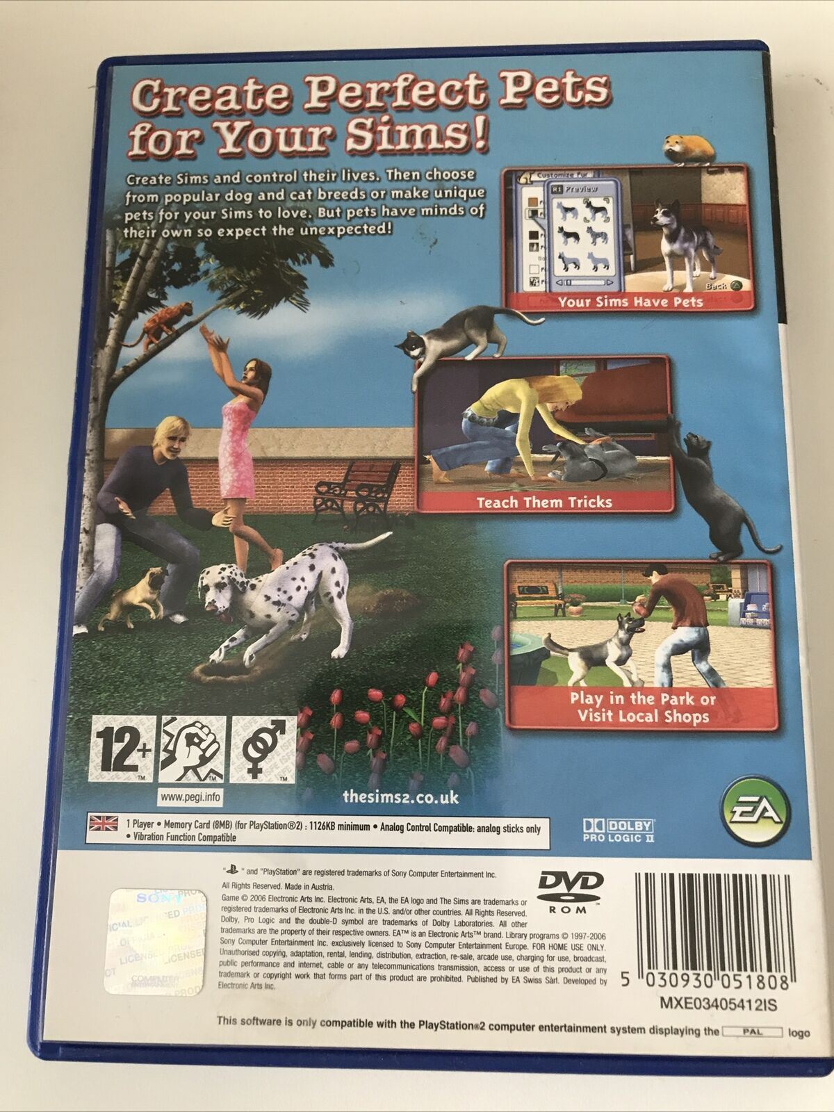 The  Sims 2 Pets  PS2 Playstation 2 EA Game. 12+