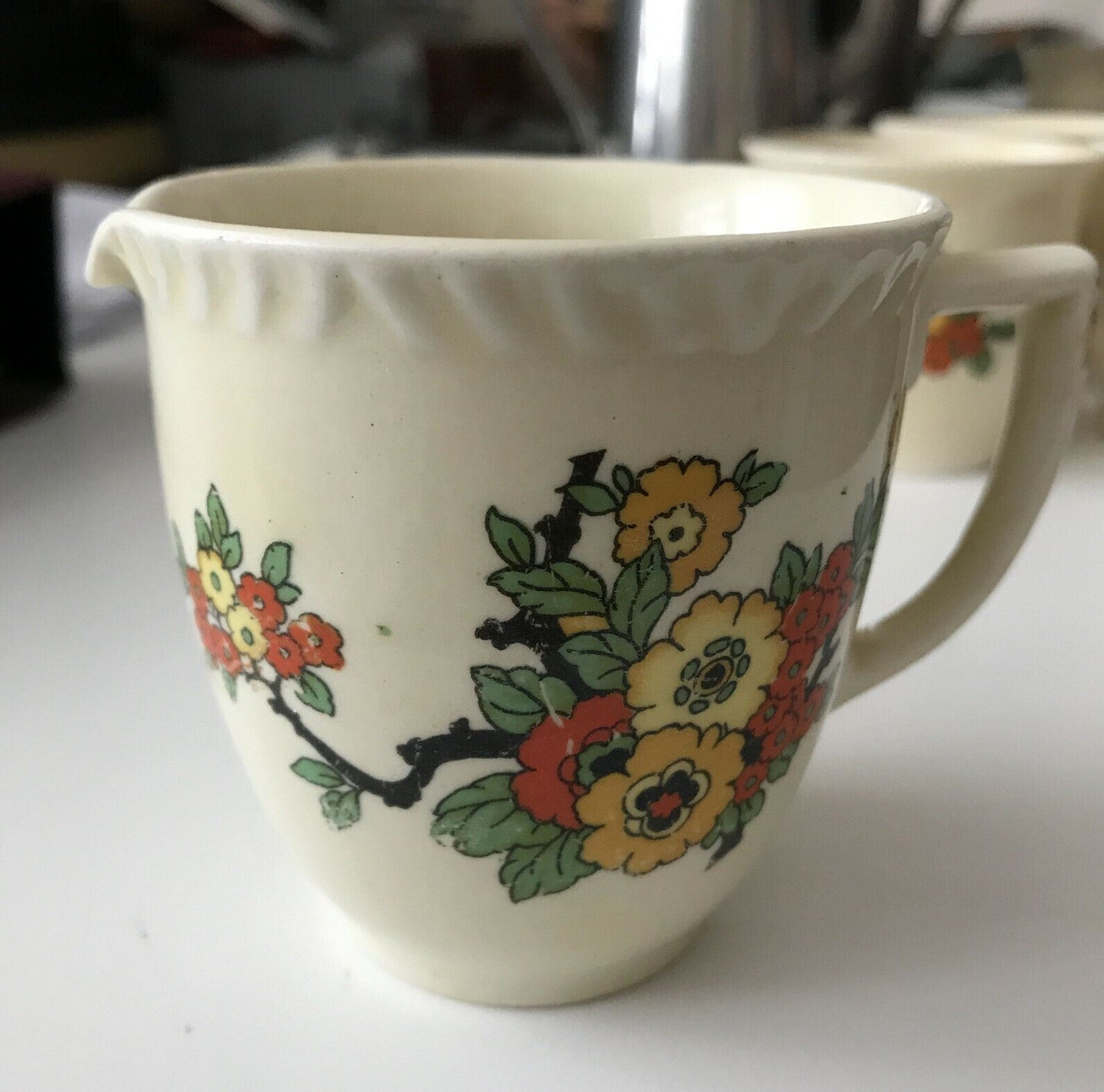 Vintage 1930s Creamer / Small Jug Bright Floral. Royal Staffordshire. Art Deco