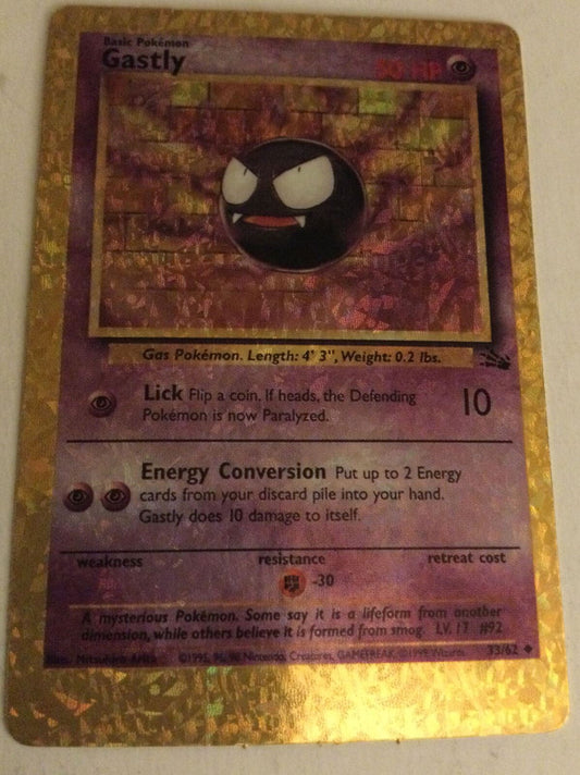 Pokemon Vending Sticker Unused 1999 Holo 33/62 Gastly Excellent Condition 90s